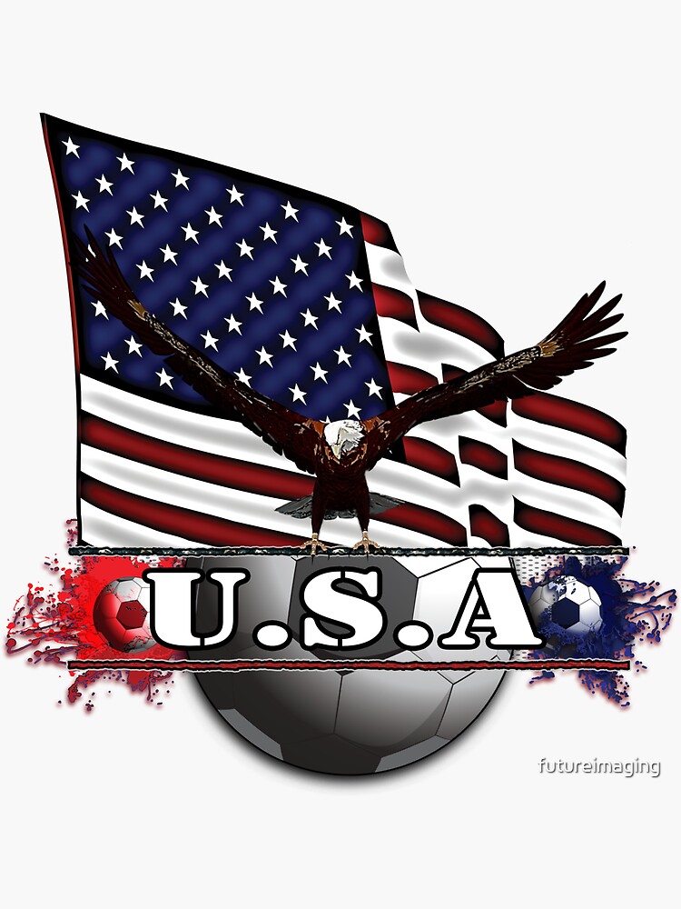 Thumbnail 3 of 3, Sticker, USA Soccer with Eagle & Flag designed and sold by futureimaging.