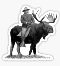 Teddy Roosevelt Riding A Bull Moose Sticker
