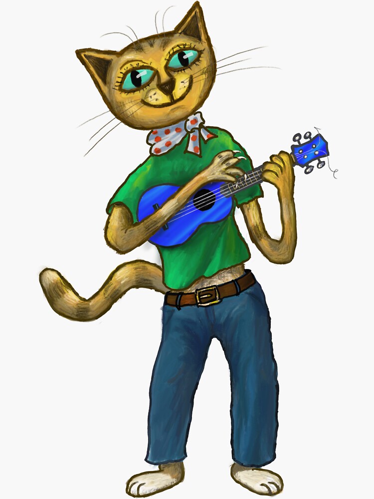 "Cat On A Uke ukuleleplaying cat" Sticker by tomclifton Redbubble