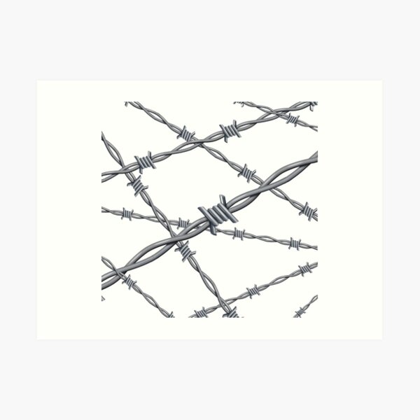 Realistic 3d detailed #barbed #wire line background Art Print