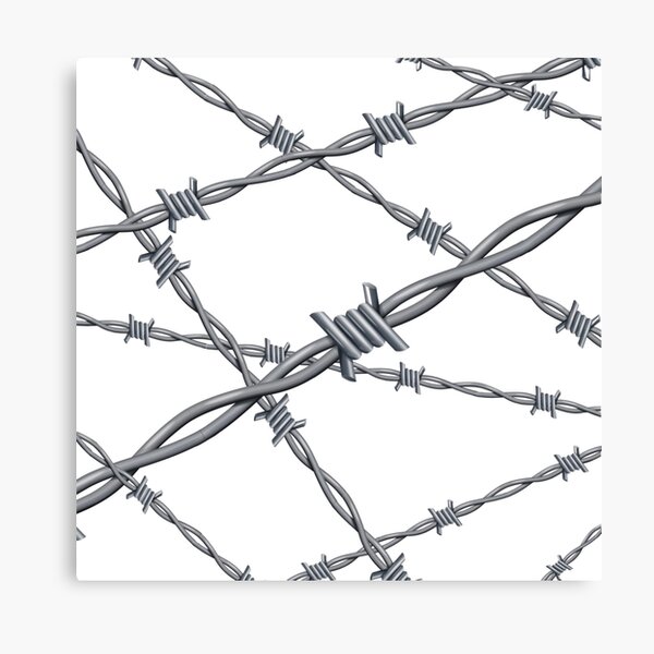 Realistic 3d detailed #barbed #wire line background Canvas Print