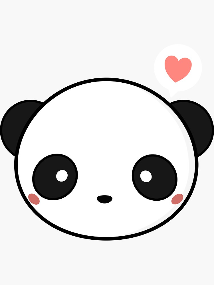 Kawaii Cute Panda With Heart - Panda - Sticker