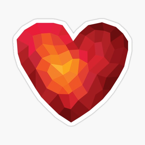 Fiery heart in abstract triangles - polygons style Sticker