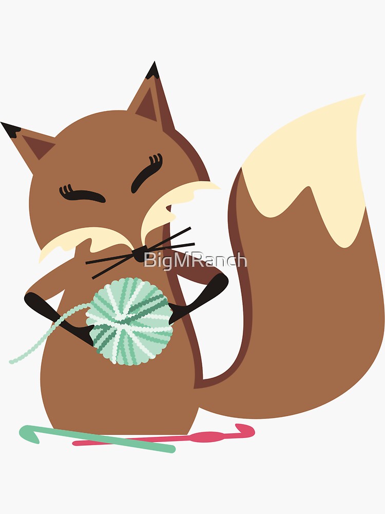 Cute fox crochet hooks fluffy yarn t-shirt | Sticker