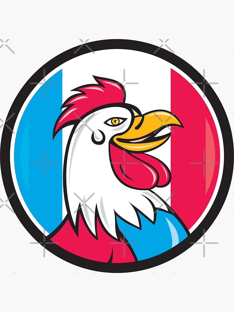 French Rooster Head France Flag Circle Cartoon Sticker for Sale by  patrimonio