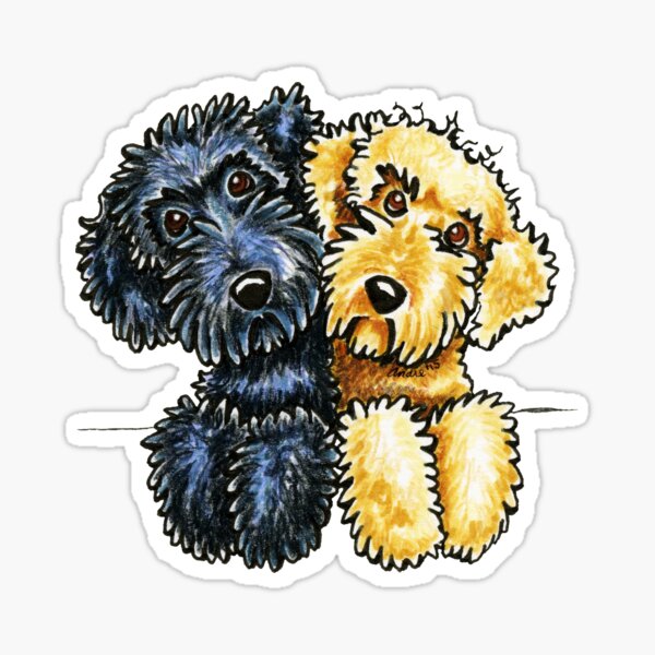 Black Yellow Labradoodles Lined Up Sticker