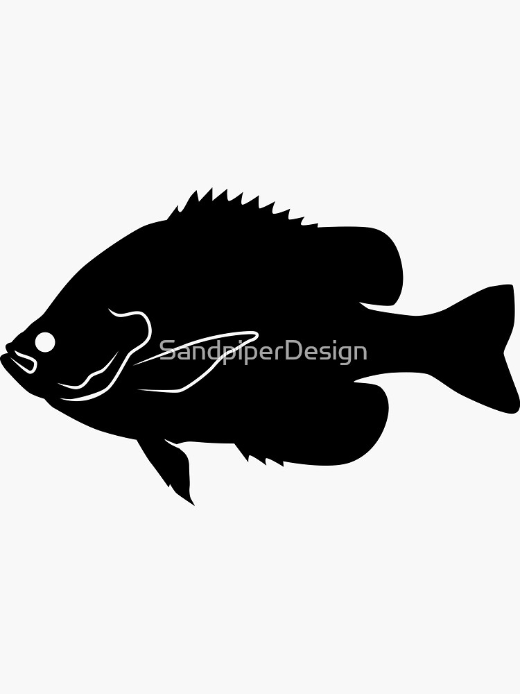Bluegill Fish Silhouette (Black) Sticker for Sale by