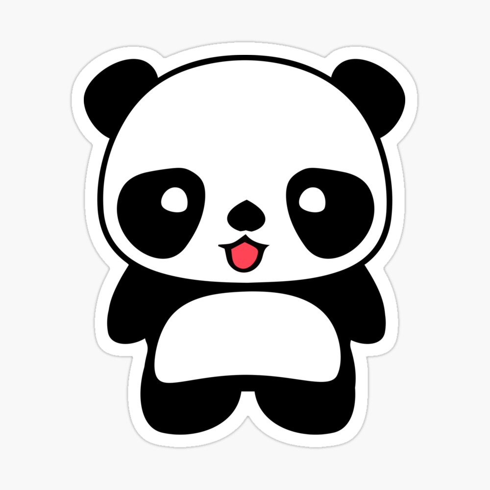 Kawaii Cute Panda Bear T-Shirt - Cute Pandas - Sticker