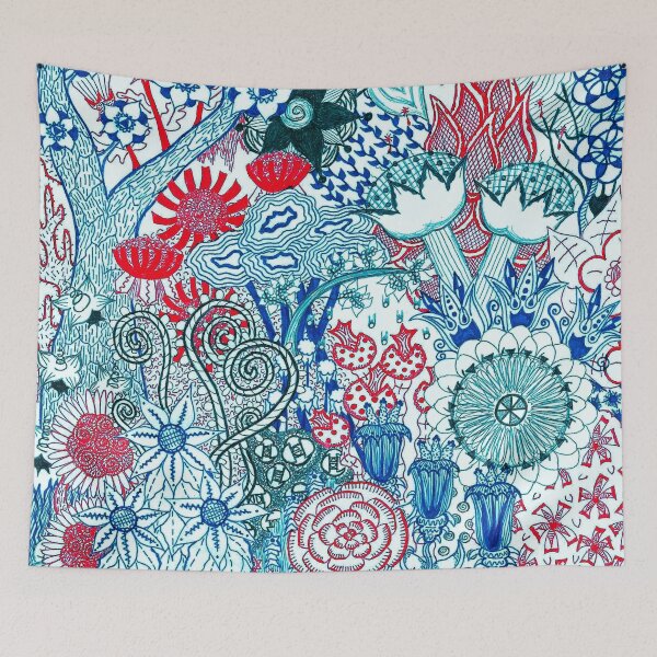 Item preview, Floral Jungle Blue designed and sold by The Rage Garden.