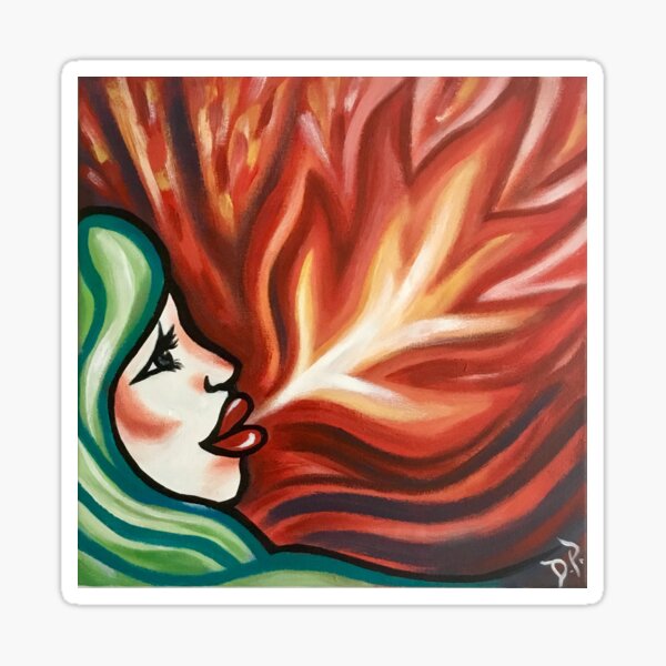 Dragon Fire Lady Art Sticker