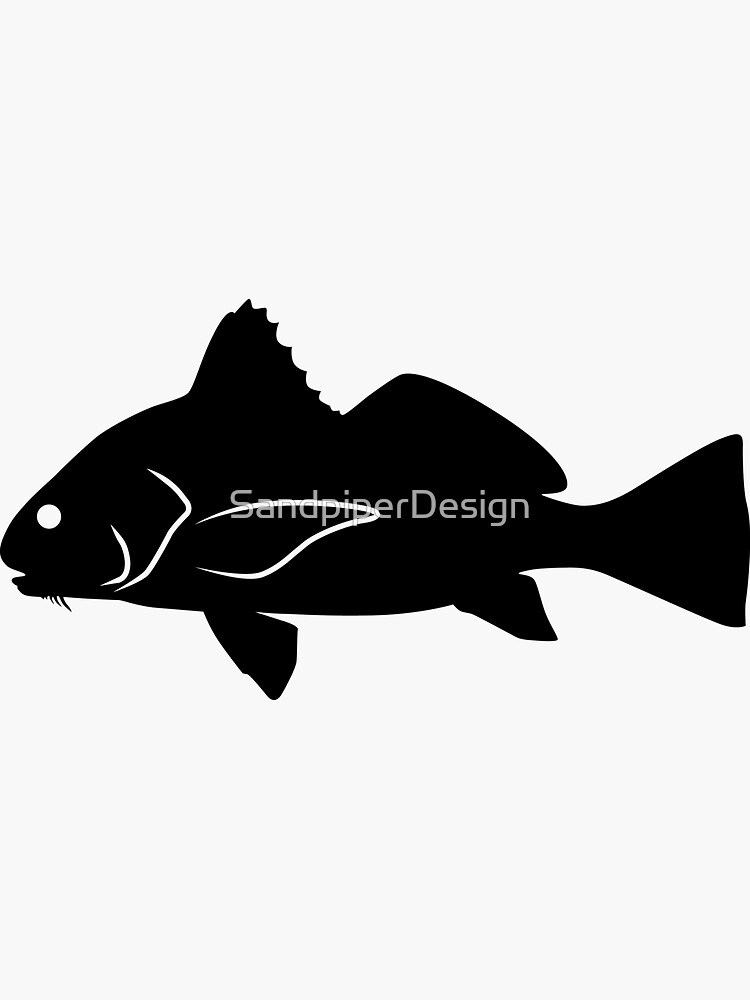 "Black Drum Fish Silhouette (Black)" Sticker for Sale by