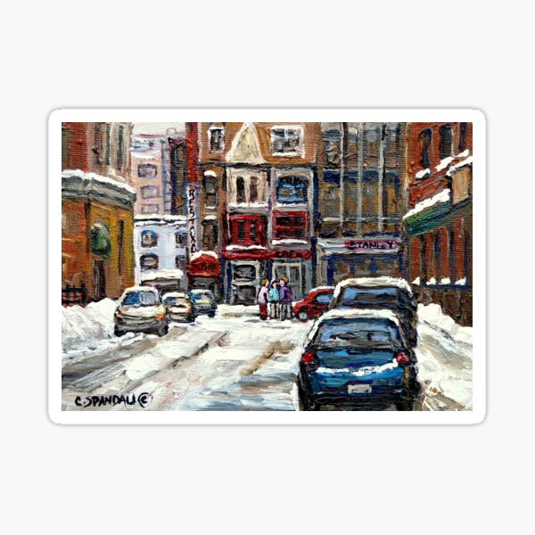 Item preview,  BEST AUTHENTIC ORIGINAL DOWNTOWN MONTREAL PAINTINGS RUE STANLEY CANADIAN ART designed and sold by Carole  Spandau.