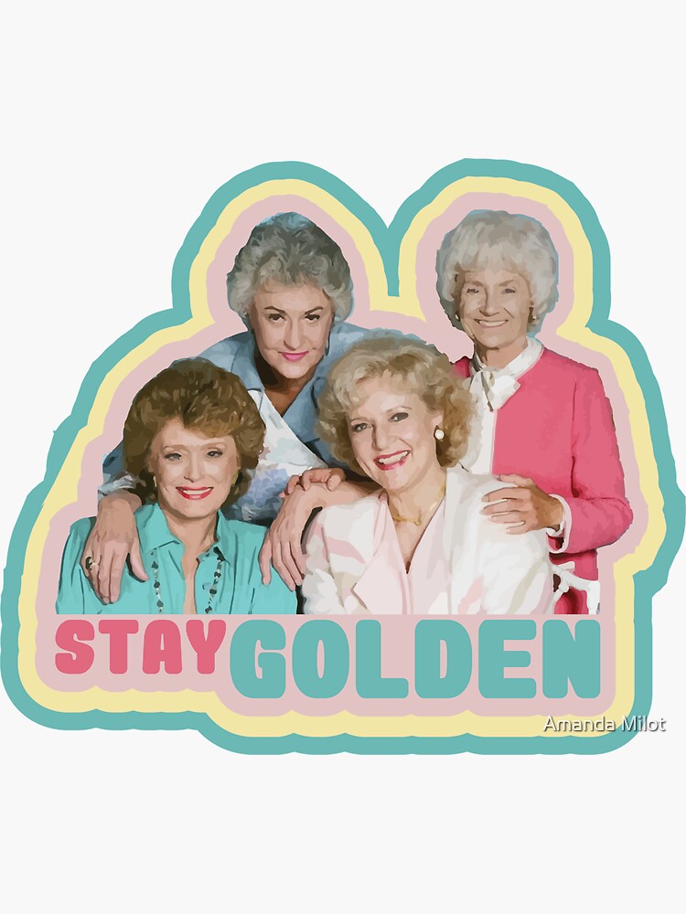 Thumbnail 3 of 3, Sticker, Stay Golden designed and sold by Amanda Milot.