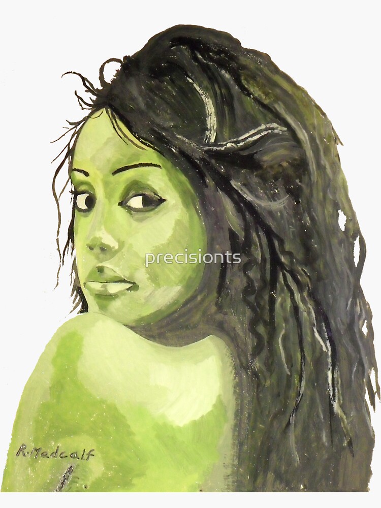 "Green girl" Sticker by precisionts Redbubble