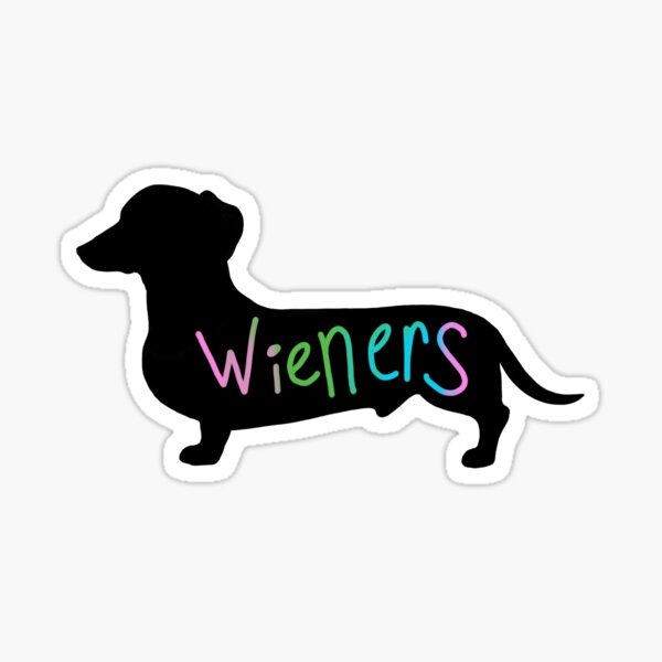 Aperçu de l'œuvre Silhouette de teckel drôle de chien Wiener Wiener arc-en-ciel créée et vendue par FluffyGerbil.