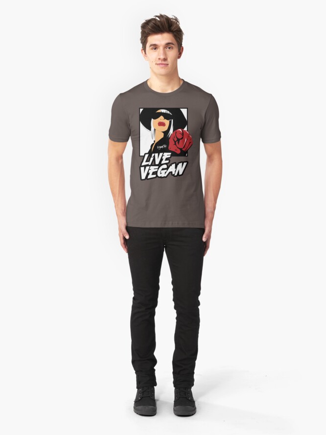 Alternate view of VeganChic ~ Live Vegan Slim Fit T-Shirt