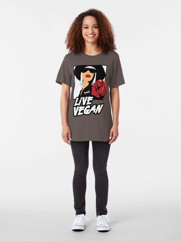 Alternate view of VeganChic ~ Live Vegan Slim Fit T-Shirt
