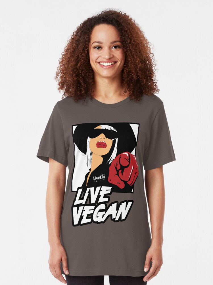 Alternate view of VeganChic ~ Live Vegan Slim Fit T-Shirt