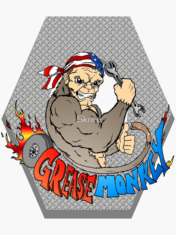 "Grease Monkey Logo" Sticker by Skree Redbubble