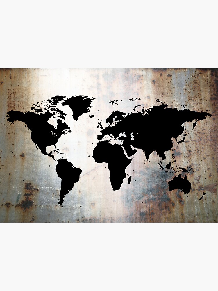 World Map Rusted Metal by RozAbellera