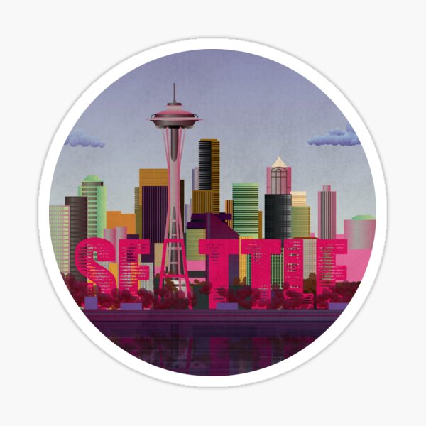 Seattle Skyline Space Needle 12th Art Wall Clock by Olechka