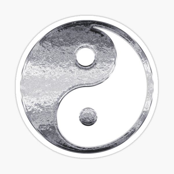 Aperçu de l'œuvre Faux Silver Grey Yin Yang Symbol 2 créée et vendue par TigerLynx.