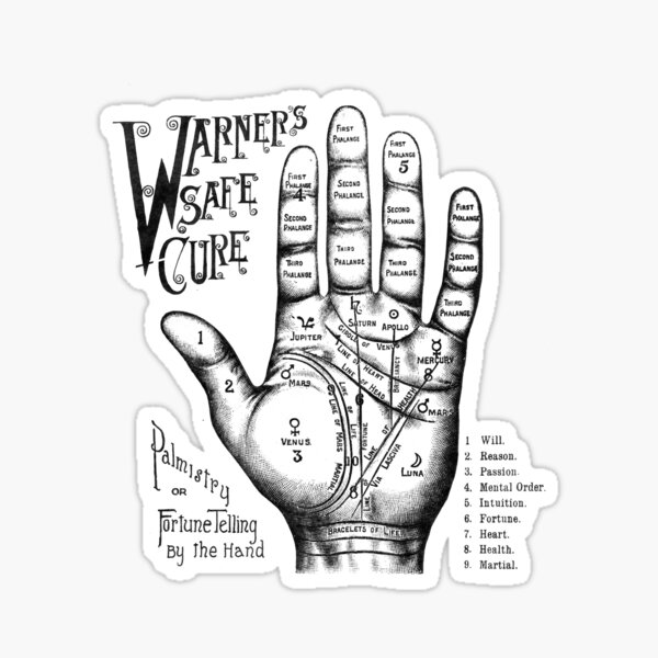 Palmreading - Vintage palmistry - Fortunetelling - NewAge - Tarot - Psychic Sticker