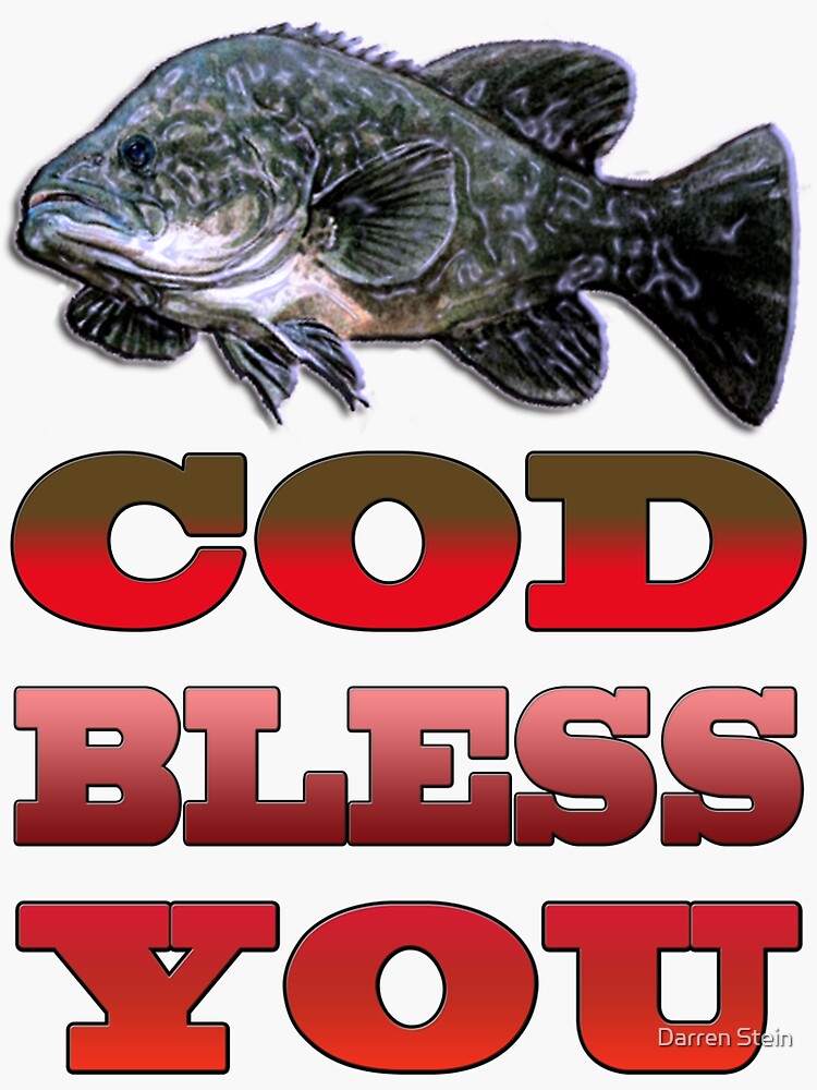Thumbnail 3 of 3, Sticker, Cod Bless You designed and sold by darrikk.