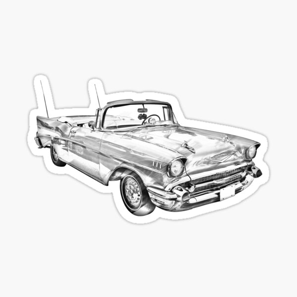 "1957 Chevrolet Bel Air Convertible Illustration" Sticker for Sale by ...