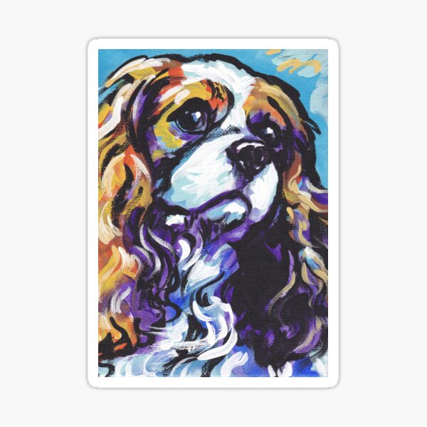 cavalier king charles spaniel Dog Bright colorful pop dog art Sticker