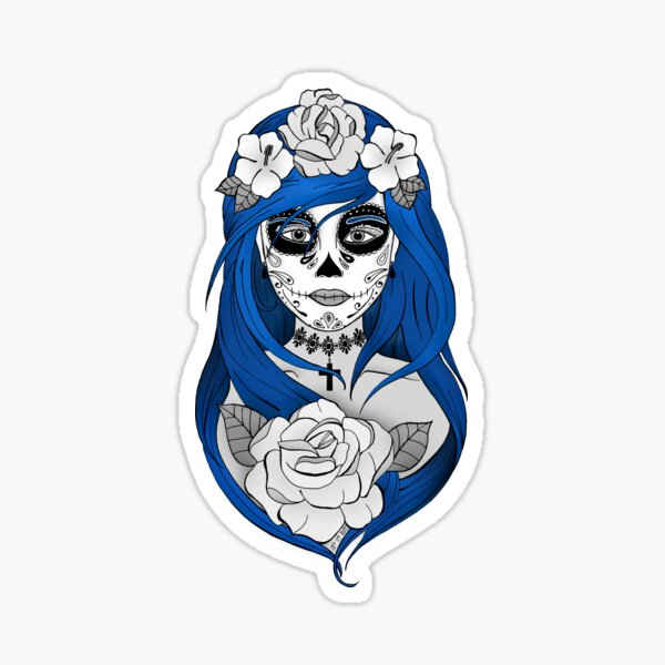 Santa Muerte Cheveux bleus Sticker