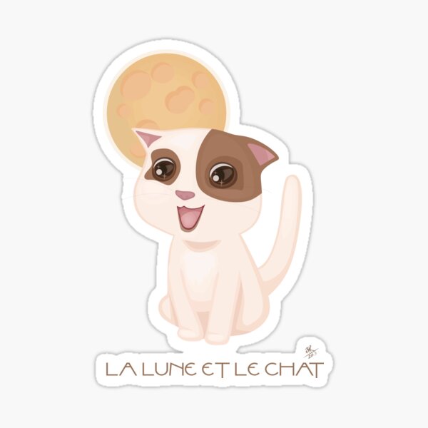 la lune et la chat Sticker