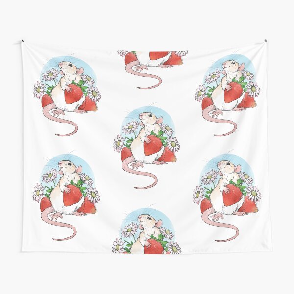 Rat with Strawberries Tapestry