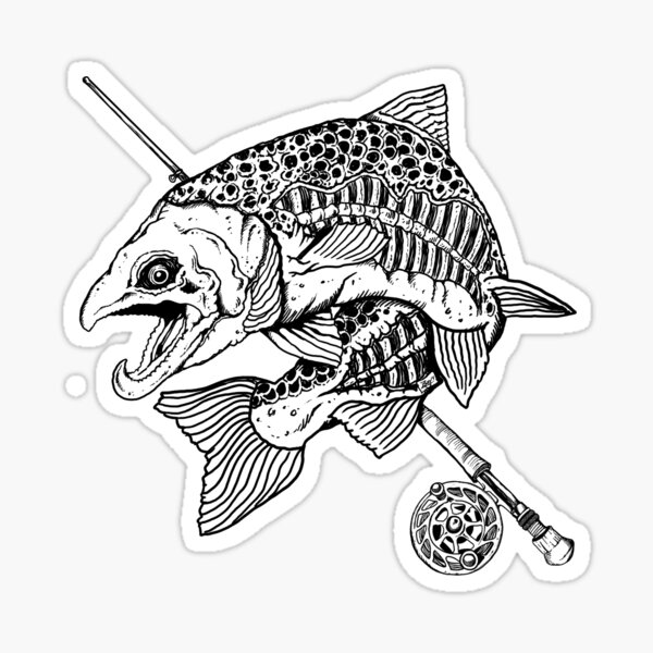Skull Fishing Stickers for Sale