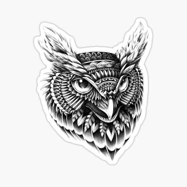 Ornate Owl Head Sticker