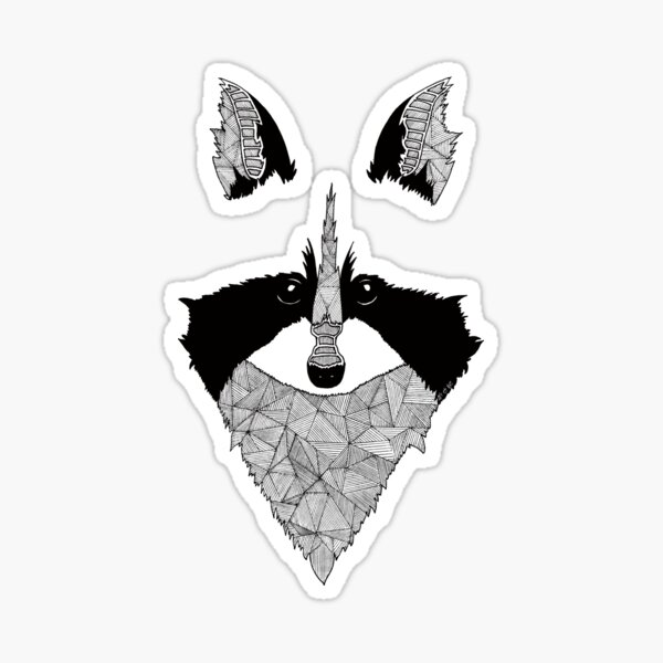 Raton laveur noir et blanc Sticker