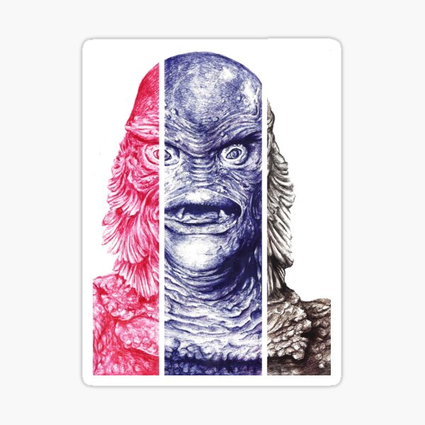 Creature From the Black Lagoon,  A ball point pen portrait.  Sticker