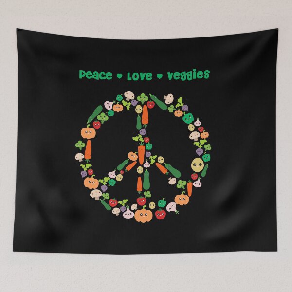 Item preview, Kawaii Vegan design Vegetables Peace Sign graphic for Vegggies designed and sold by D-C-Designs.