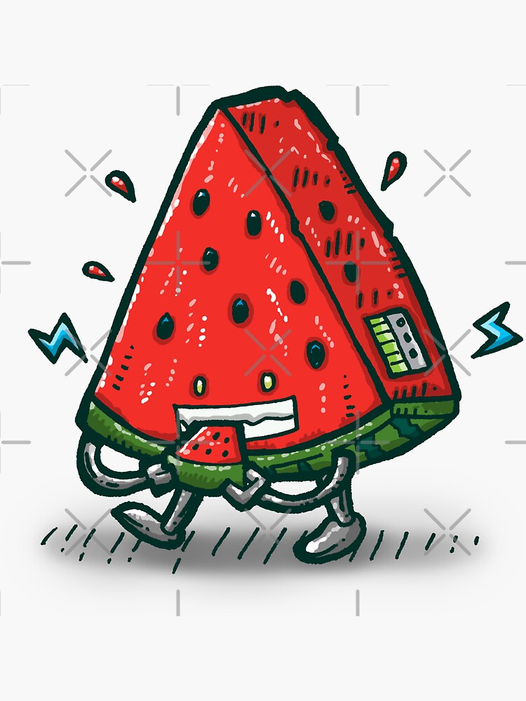 Thumbnail 3 of 3, Sticker, Watermelon Bot designed and sold by nickv47.