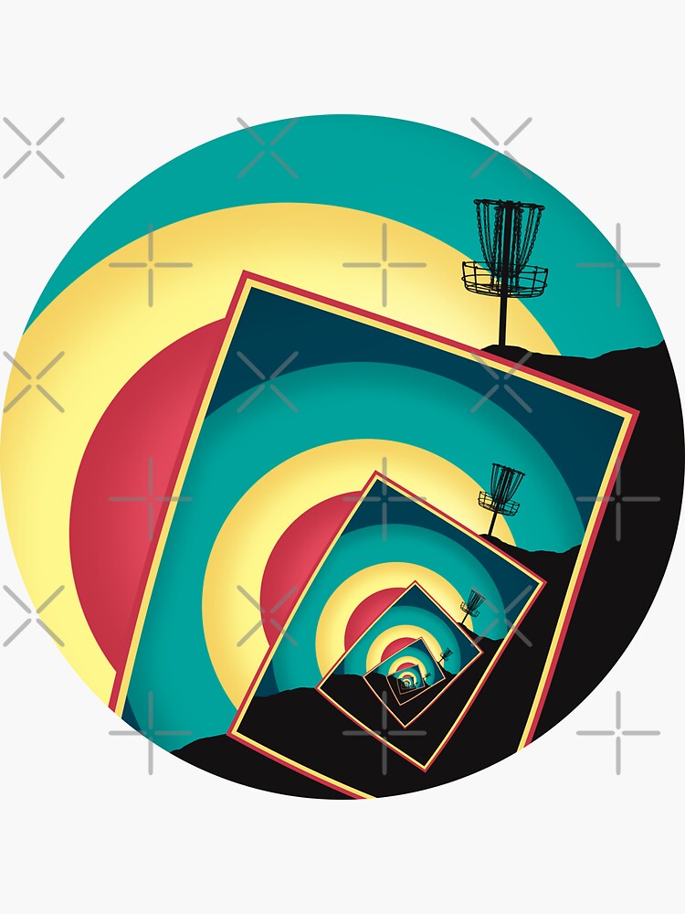 "Spinning Disc Golf Baskets 2" Sticker by perkinsdesigns Redbubble