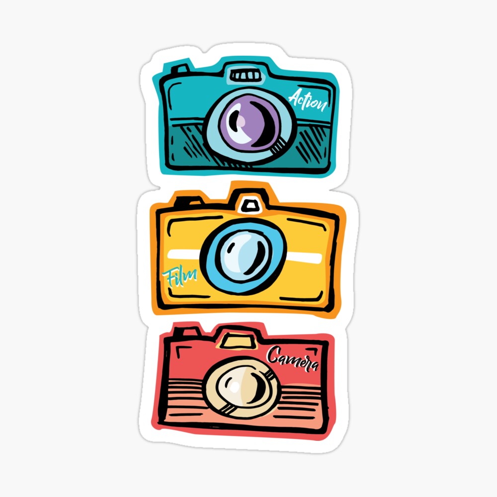 Action camera and film cartoon drawing art Action camera and film cartoon drawing art