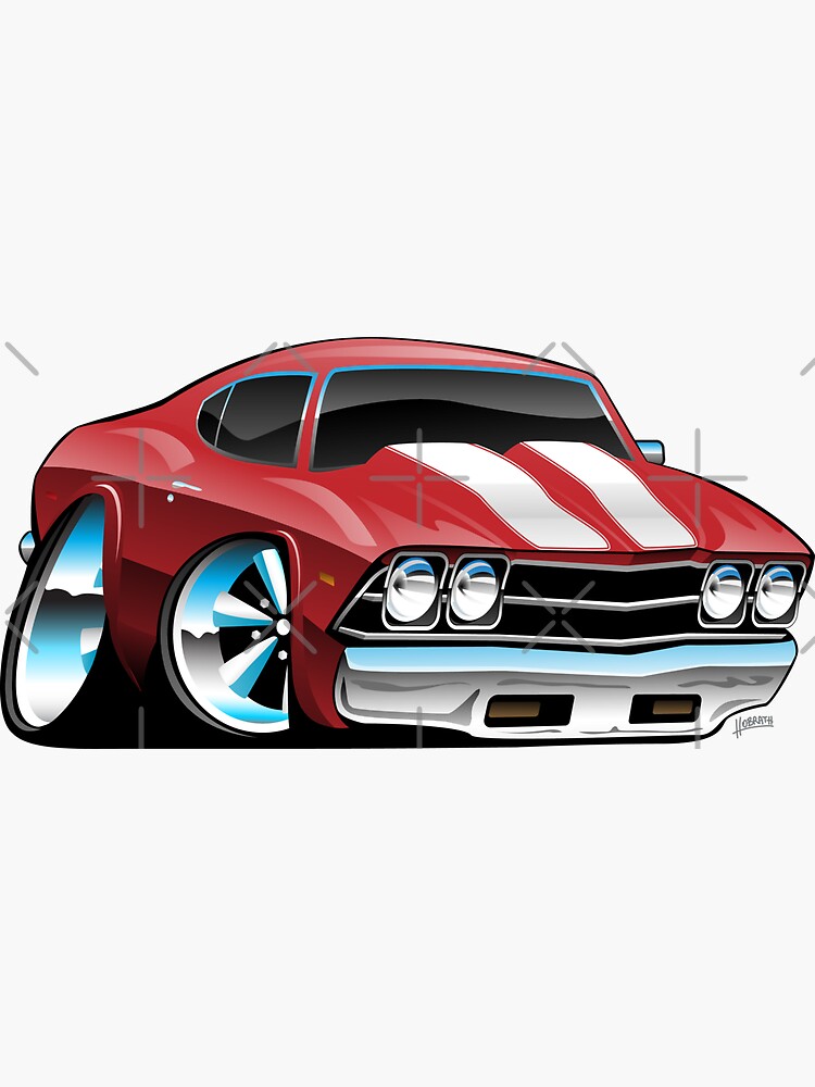 Classic American Muscle Car Cartoon by hobrath