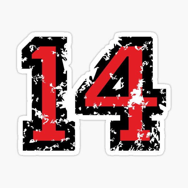 Jersey number 14 Sticker for Sale by bellacommorato