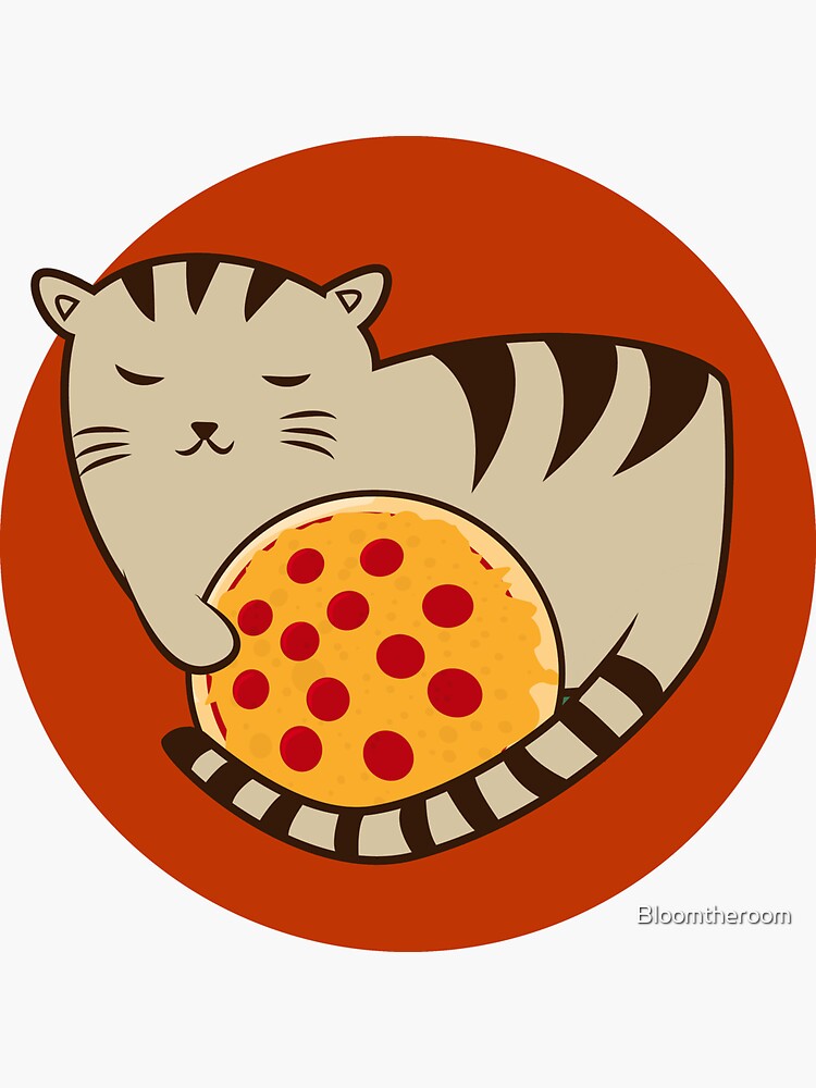 "Pizza cat trendy art" Sticker for Sale by Bloomtheroom Redbubble