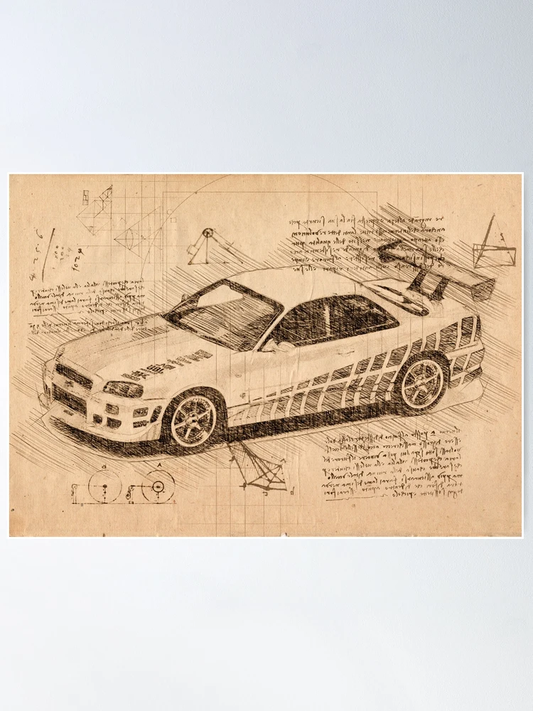 1999 NISSAN SKYLINE by Sale Redbubble for fishercraft Poster Furious | street racing car\