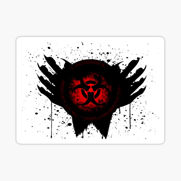 Blood Warning Stickers Redbubble - radioactive symbol blood splatter roblox