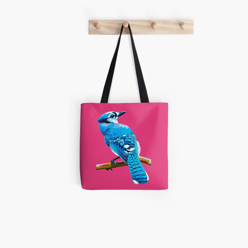 Blue Jay with Cherry Blossoms portrait Tote Bag