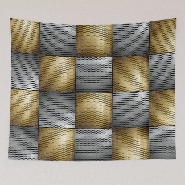 Item preview, Gold Silver Metallic Perforated Metal Steampunk Checkerboard Pattern designed and sold by infinitygrafix.