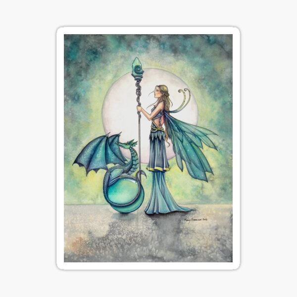 Item preview, Aquamarine Dragon Fairy Dragon Art by Molly Harrison designed and sold by Molly  Harrison.