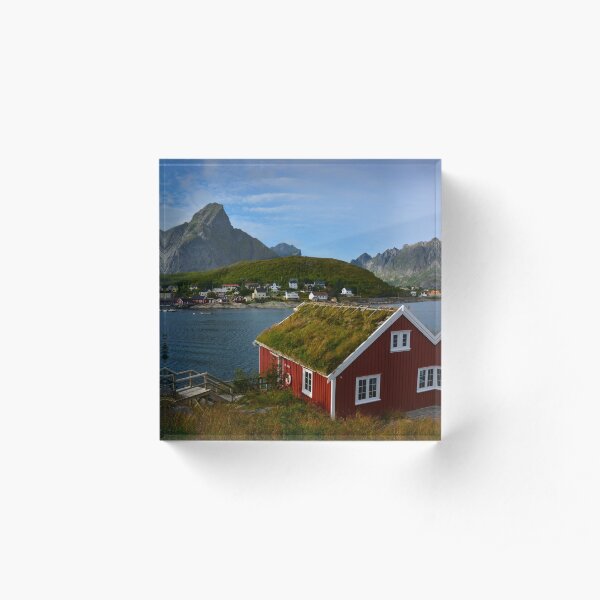 Rorbuer in Reine auf den Lofoten/ Skandinavien Acrylblock